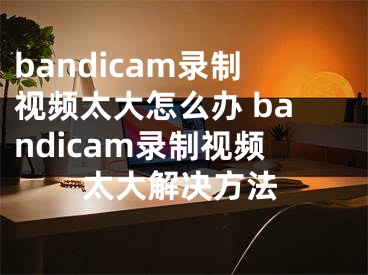 bandicam錄制視頻太大怎么辦 bandicam錄制視頻太大解決方法