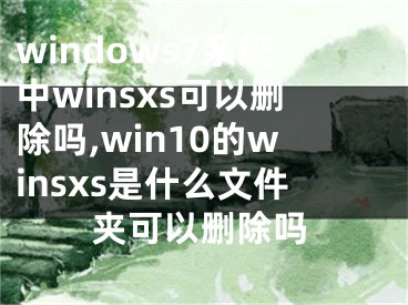 windows7系統(tǒng)中winsxs可以刪除嗎,win10的winsxs是什么文件夾可以刪除嗎