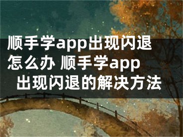 順手學(xué)app出現(xiàn)閃退怎么辦 順手學(xué)app出現(xiàn)閃退的解決方法