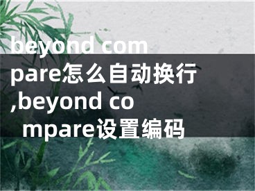 beyond compare怎么自動換行,beyond compare設(shè)置編碼