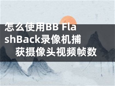 怎么使用BB FlashBack錄像機捕獲攝像頭視頻幀數(shù)