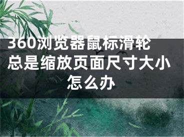 360瀏覽器鼠標滑輪總是縮放頁面尺寸大小怎么辦