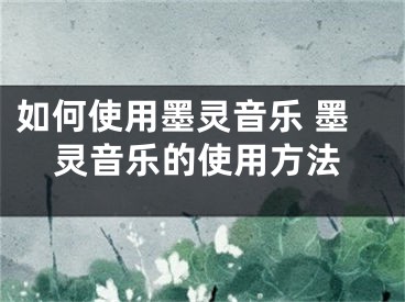 如何使用墨靈音樂(lè) 墨靈音樂(lè)的使用方法