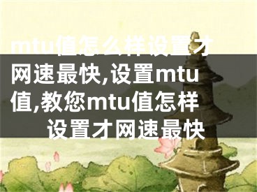 mtu值怎么樣設(shè)置才網(wǎng)速最快,設(shè)置mtu值,教您mtu值怎樣設(shè)置才網(wǎng)速最快