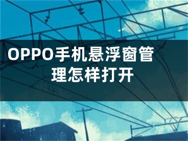 OPPO手機懸浮窗管理怎樣打開