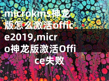 microkms神龍版怎么激活office2019,micro神龍版激活Office失敗