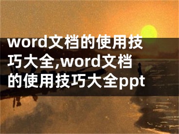 word文檔的使用技巧大全,word文檔的使用技巧大全ppt