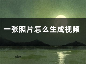 一張照片怎么生成視頻