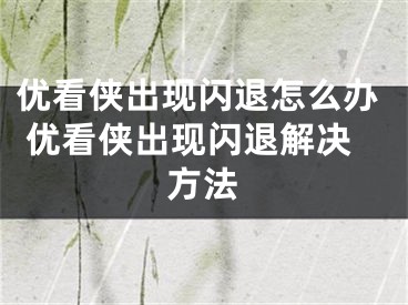 優(yōu)看俠出現(xiàn)閃退怎么辦 優(yōu)看俠出現(xiàn)閃退解決方法