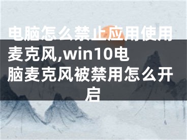 電腦怎么禁止應用使用麥克風,win10電腦麥克風被禁用怎么開啟