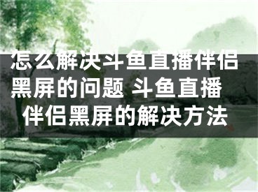 怎么解決斗魚直播伴侶黑屏的問題 斗魚直播伴侶黑屏的解決方法