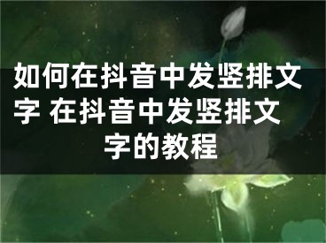 如何在抖音中發(fā)豎排文字 在抖音中發(fā)豎排文字的教程