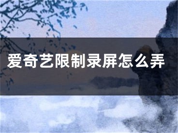 愛奇藝限制錄屏怎么弄