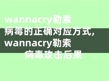 wannacry勒索病毒的正確對應(yīng)方式,wannacry勒索病毒攻擊后果