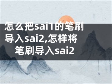 怎么把sai1的筆刷導入sai2,怎樣將筆刷導入sai2