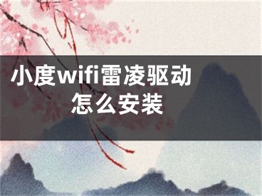 小度wifi雷凌驅(qū)動怎么安裝 