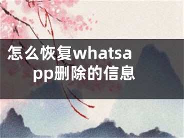 怎么恢復(fù)whatsapp刪除的信息