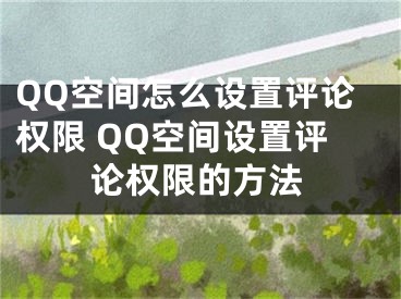 QQ空間怎么設(shè)置評論權(quán)限 QQ空間設(shè)置評論權(quán)限的方法