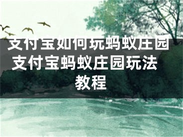 支付寶如何玩螞蟻莊園 支付寶螞蟻莊園玩法教程