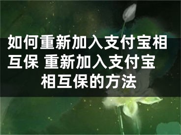 如何重新加入支付寶相互保 重新加入支付寶相互保的方法