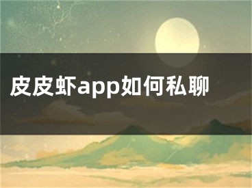 皮皮蝦app如何私聊