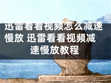 迅雷看看視頻怎么減速慢放 迅雷看看視頻減速慢放教程