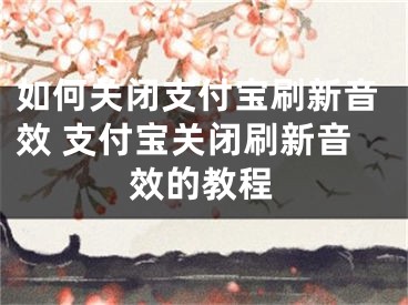 如何關(guān)閉支付寶刷新音效 支付寶關(guān)閉刷新音效的教程