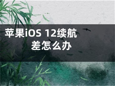 蘋果iOS 12續(xù)航差怎么辦 