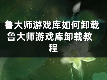 魯大師游戲庫如何卸載 魯大師游戲庫卸載教程