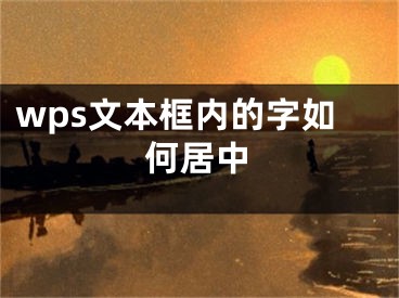 wps文本框內(nèi)的字如何居中