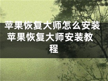 蘋果恢復(fù)大師怎么安裝 蘋果恢復(fù)大師安裝教程