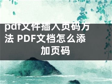 pdf文件插入頁(yè)碼方法 PDF文檔怎么添加頁(yè)碼