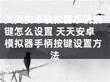 天天安卓模擬器手柄按鍵怎么設置 天天安卓模擬器手柄按鍵設置方法