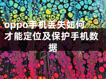 oppo手機丟失如何才能定位及保護手機數據