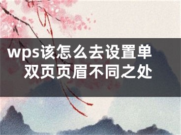 wps該怎么去設(shè)置單雙頁頁眉不同之處