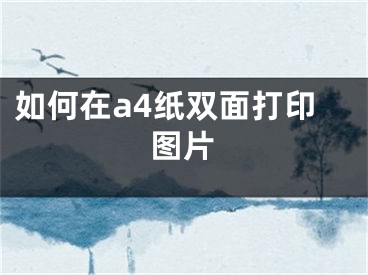 如何在a4紙雙面打印圖片