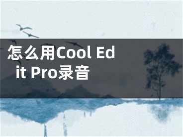 怎么用Cool Edit Pro錄音 