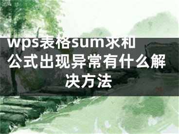 wps表格sum求和公式出現(xiàn)異常有什么解決方法