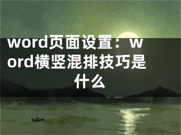 word頁面設(shè)置：word橫豎混排技巧是什么