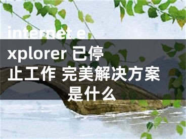 internet explorer 已停止工作 完美解決方案是什么