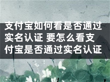 支付寶如何看是否通過實名認證 要怎么看支付寶是否通過實名認證