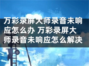 萬彩錄屏大師錄音未響應(yīng)怎么辦 萬彩錄屏大師錄音未響應(yīng)怎么解決