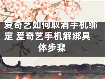 愛奇藝如何取消手機綁定 愛奇藝手機解綁具體步驟