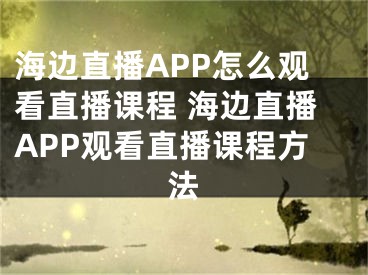 海邊直播APP怎么觀看直播課程 海邊直播APP觀看直播課程方法