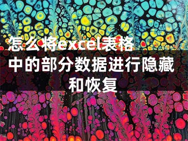 怎么將excel表格中的部分數(shù)據(jù)進行隱藏和恢復