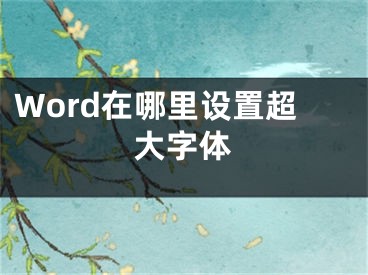 Word在哪里設(shè)置超大字體