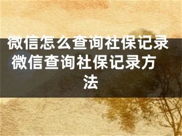 微信怎么查詢社保記錄 微信查詢社保記錄方法