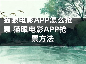 貓眼電影APP怎么搶票 貓眼電影APP搶票方法