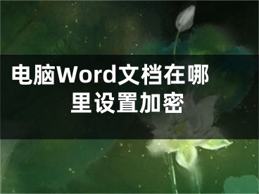 電腦Word文檔在哪里設(shè)置加密