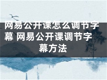 網(wǎng)易公開課怎么調(diào)節(jié)字幕 網(wǎng)易公開課調(diào)節(jié)字幕方法